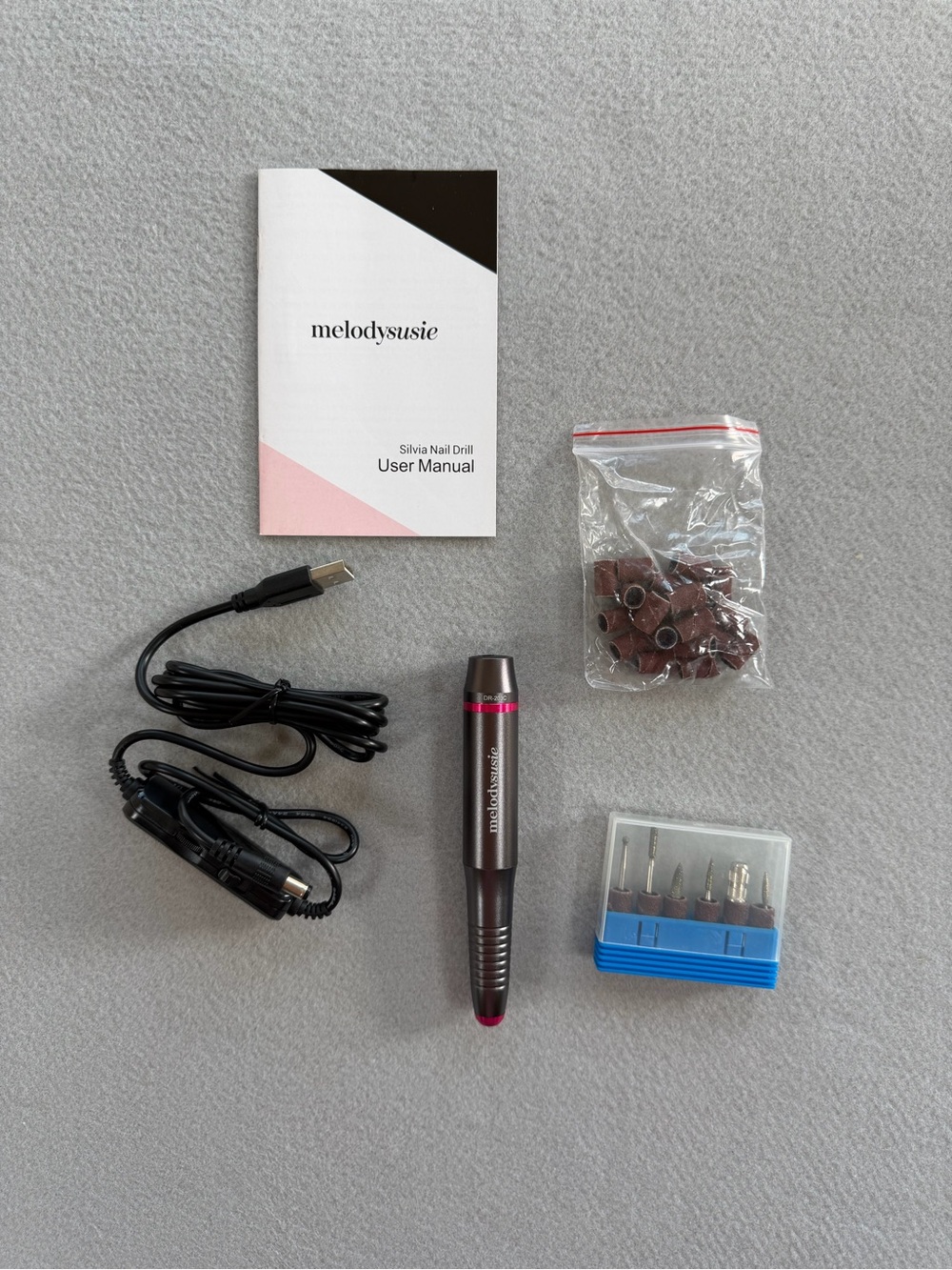 MelodySusie Silvia Nail Drill Electric File DR-203C Portable Kit w/ Bits